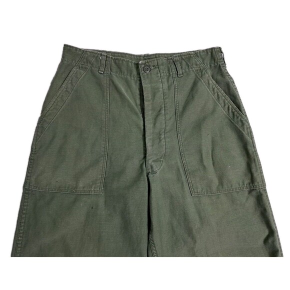 VINTAGE US Army Pants 32x29 Green OG 107 Trouser Cotton Sateen Button RARE - Picture 2 of 11